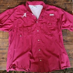Alabama Crimson Tide Columbia PFG Bonehead Short Sleeve Shirt - Crimson